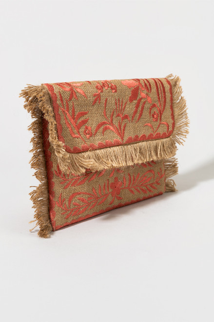 Sybil Fringe Embroiderd Floral Clutch