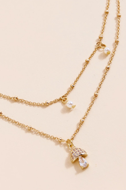 Joie Layered Pearl Mushroom Pendant Necklace