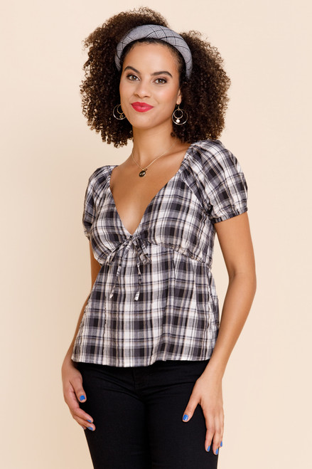 Carla Plaid Babydoll Blouse