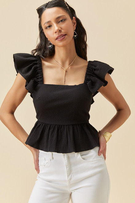 Bella Bow Back Ruffle Sleeve Blouse