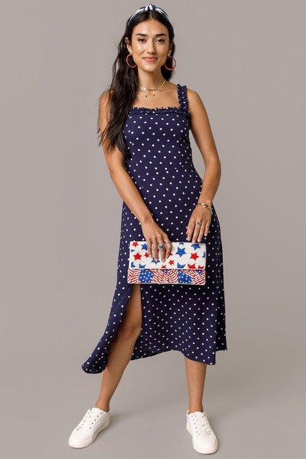 Ginger Ruffled Polka Dot Midi Dress