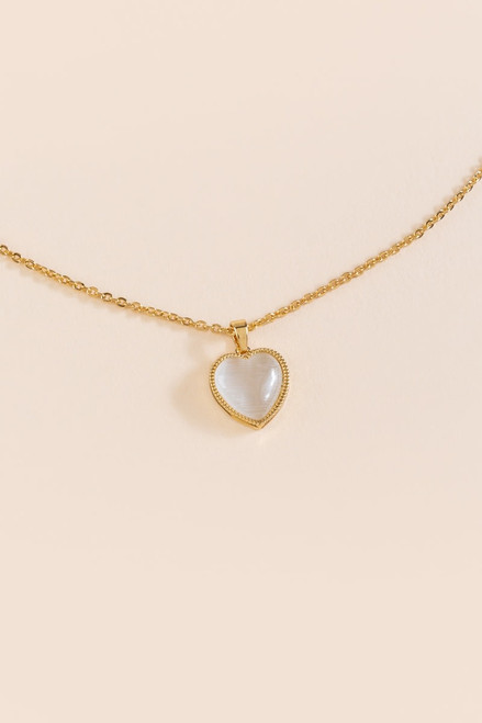 Lucy Cats Eye Heart Pendant Necklace