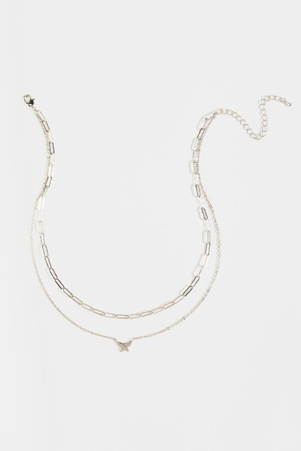Onika Curb Chain Butterfly Pendant Necklace