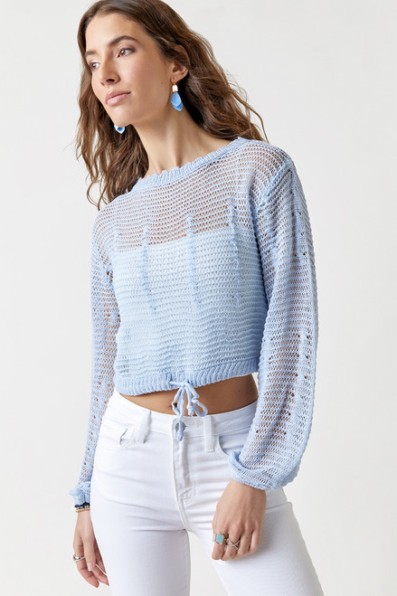 Lou Pointelle Balloon Sleeve Sweater