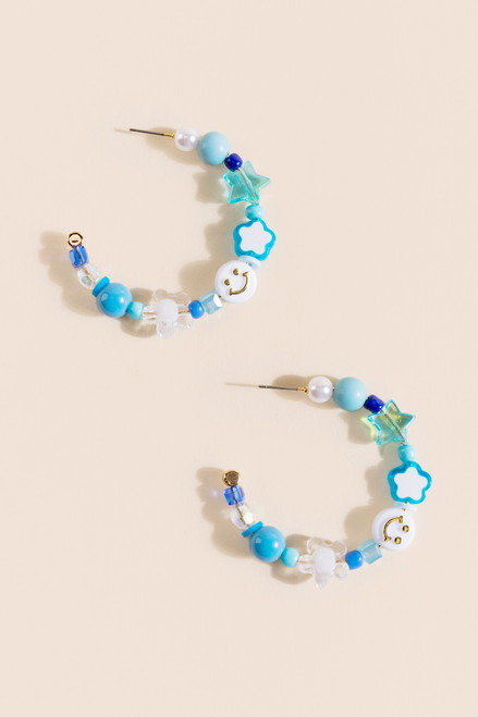 Jasmine Beaded Charm Hoop Earrings