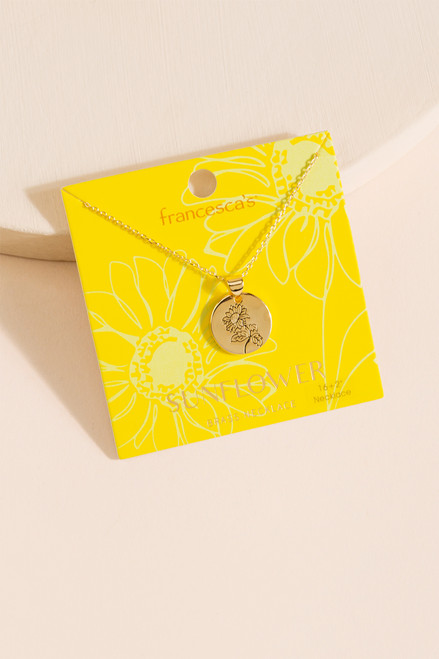 Delicate Etched Sunflower Necklace