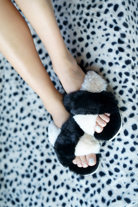 Rachel Two Tone Faux Fur Slippers