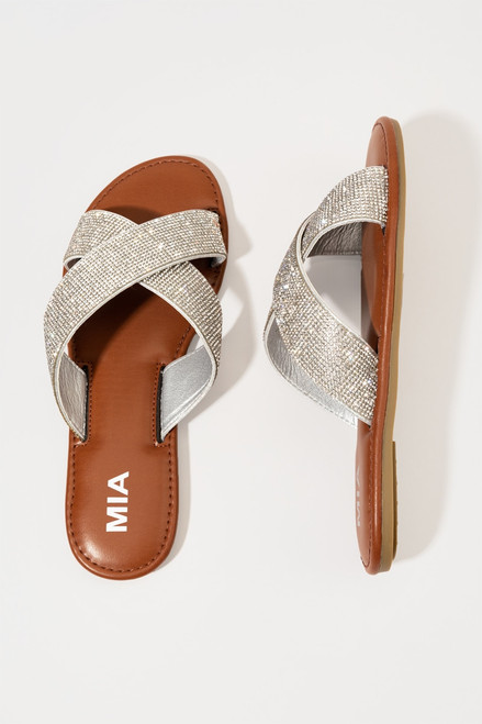 MIA Astrid Rhinestone Band Slide Sandals