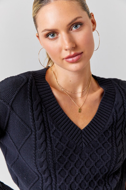 Lorie Cable Knit Crop Sweater