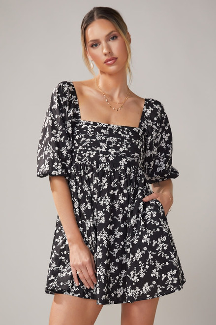 Leanna Floral Babydoll Mini Dress