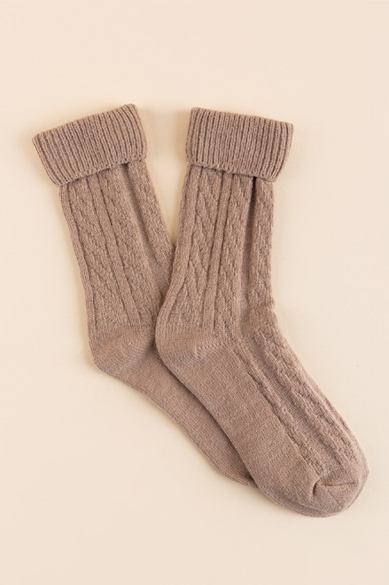 Claire Fuzzy Knit Slipper Socks