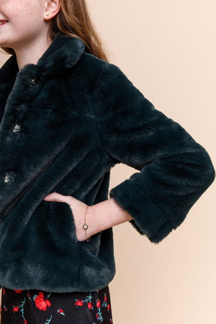 franki Faux Fur Jacket for Girls Heather Gray
