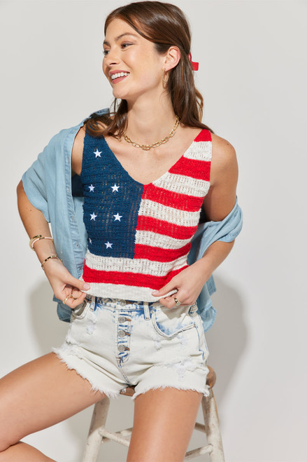 American Flag Crochet Tank Top