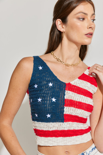 American Flag Crochet Tank Top