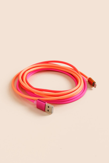 Orange Ombré Braided Charger and Sync Lightning Cable 10ft
