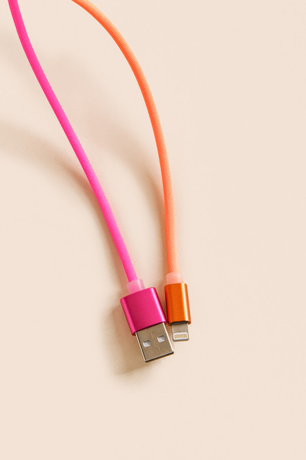 Orange Ombré Braided Charger and Sync Lightning Cable 10ft