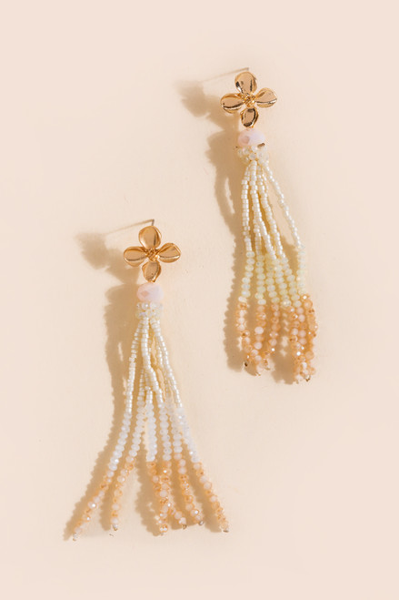 Naura Beaded Flower Drop Earrings