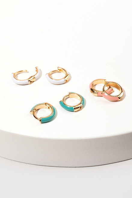 Riley Enamel Huggie Hoop Earrings