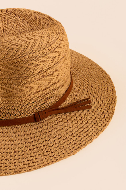 Lanora Zig Zag Weave Suede Panama Hat