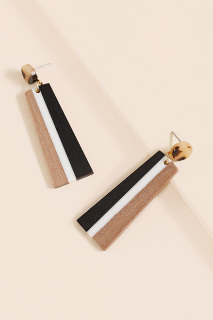 Robyn Wood Stripe Chandelier Earrings