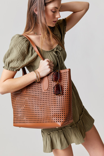 Rachel Perforated Long Strap Tote