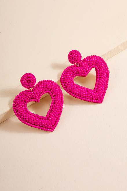 Jodey Beaded Heart Drop Earrings