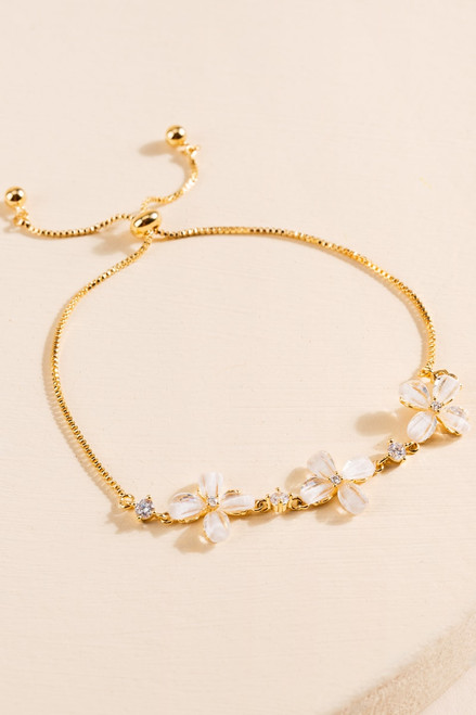 Zuri Cat Eye Flower 14K Gold Dipped Bracelet