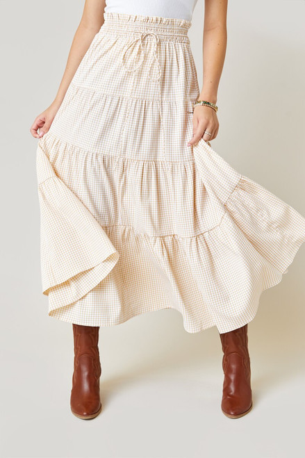 Dianna Gingham Front Tie Maxi Skirt