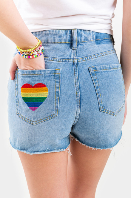 Tara Rainbow Heart Shorts