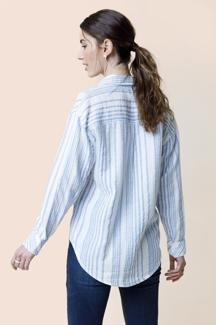 Brooke Variegated Striped Button Down Top