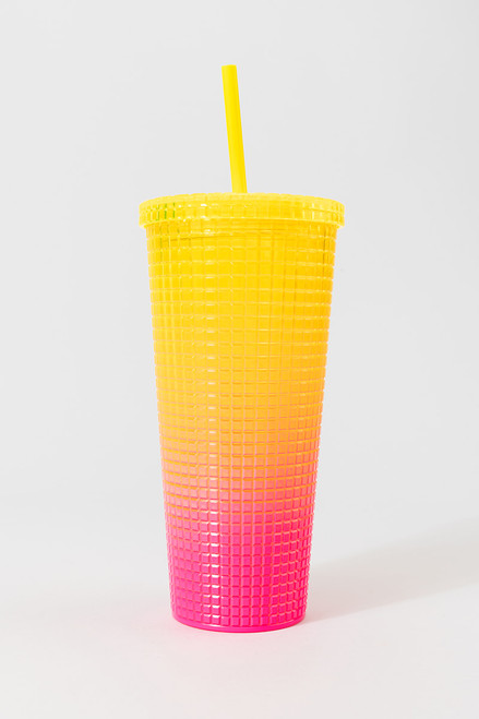 Two-Tone Square Semi transparent Tumbler Yellow 24oz