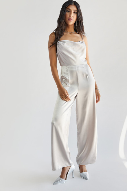 Alana Cowl Neck Satin Jumpsuit