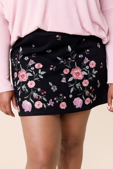 Charlie Embroidered Floral  Mini Skirt