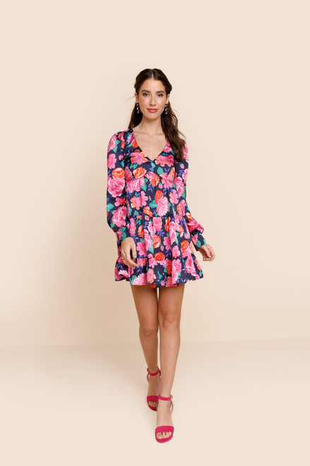 Seth Floral Satin Babydoll Mini Dress