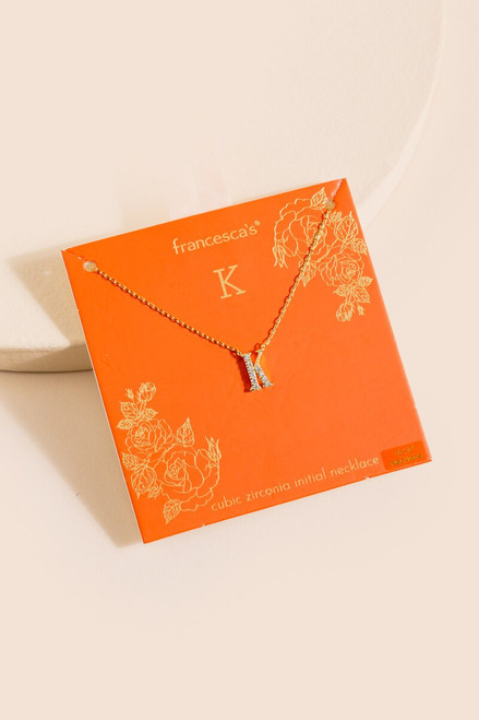 K Initial Crystal Pendant Necklace