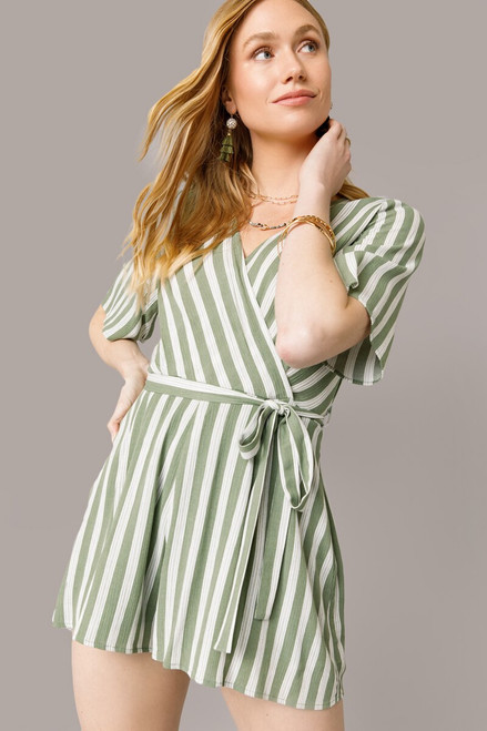 Kellie Striped Surplice Romper