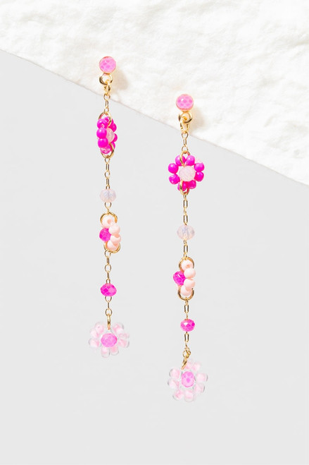 Emma Delicate Flower Beaded Drop Earrings