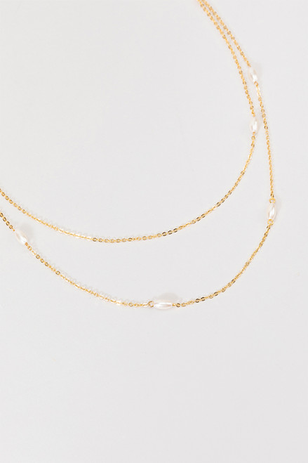 Aria Layered Pearl Station Necklace