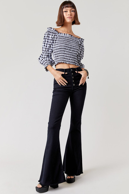 Harper Heritage Five Button High Rise Flare Jeans