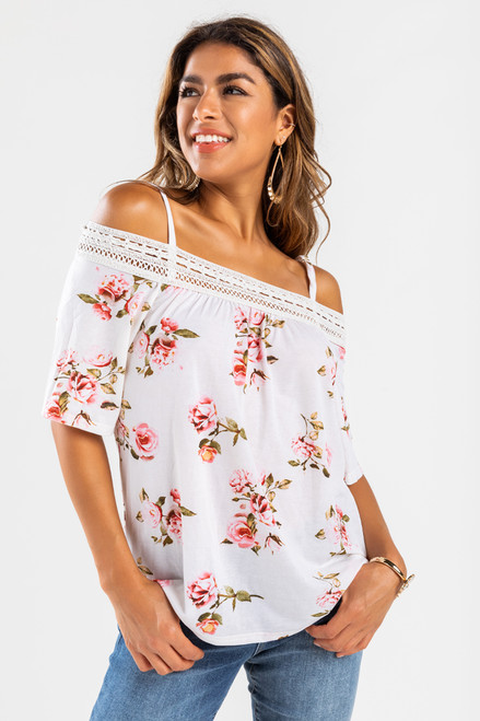 Taryn Crochet Cold Shoulder Blouse