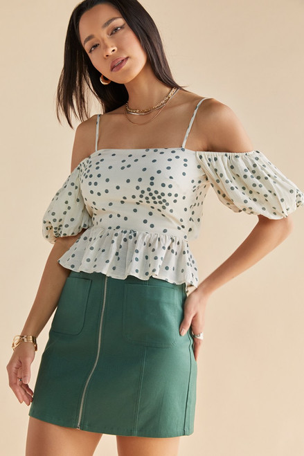 Kim Polka Dot Bow Off The Shoulder Blouse