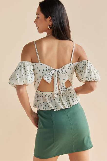 Kim Polka Dot Bow Off The Shoulder Blouse