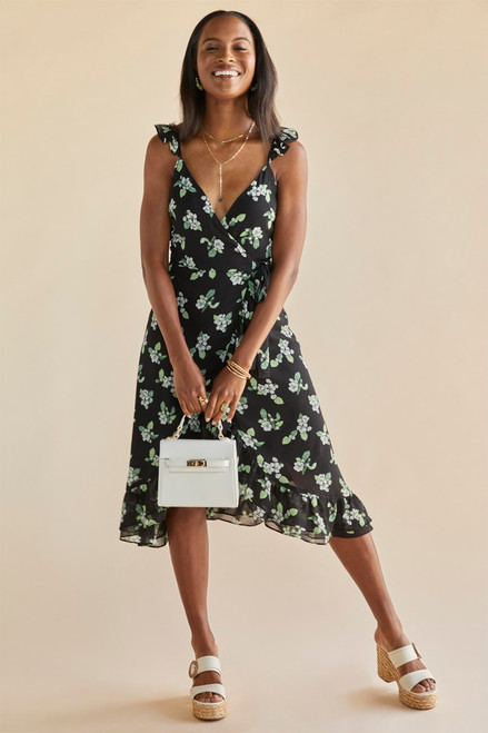 Blair Floral Wrap Midi Dress