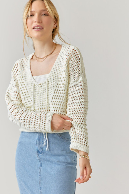 Milani Lace Up Crochet Sweater