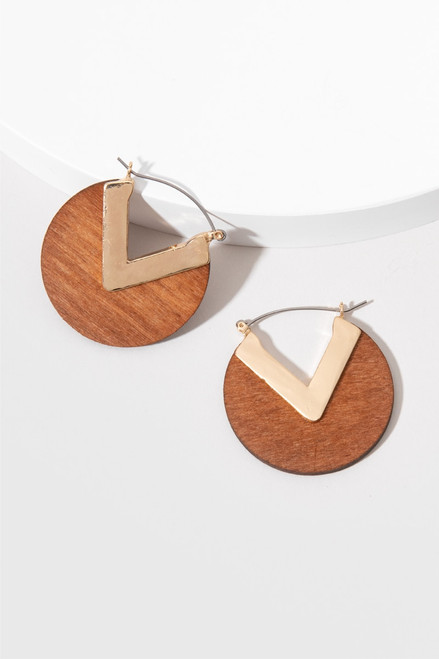 Aliyah Wooden V Cutout Hoop Earrings