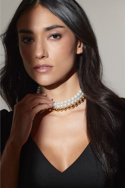 Luxe 14K Gold Plated Metal Pearl Collar Necklace