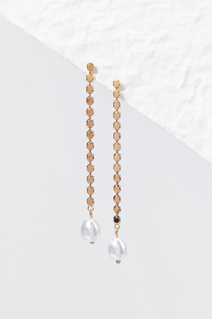 Adalee Dot Chain Pearl Drop Earrings