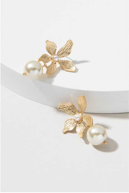 Izabella Flower Pearl Drop Earrings