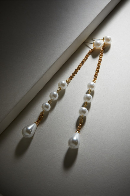 Luxe Pearl Chain Linear Earrings