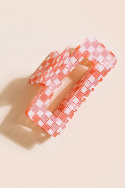 Jackie Checkered Print Claw Clip